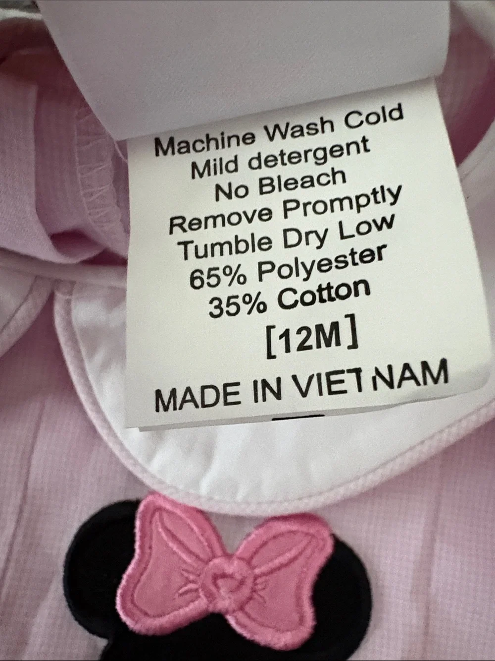 NWOT Stitchy Fish Pink Long-Sleeve Girls Dress with Bow Minnie Appliqués